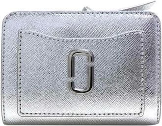 Marc Jacobs Metallic Mini Compact Portemonnee - Dames - Portefeuilles - Grijs - ONE Size - Leer - Accessoires