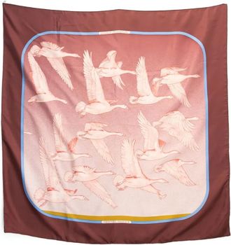 Hermès Foulard Oiseaux Migrateurs in seta anni 70 - Rosa