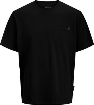 Jack & Jones Kurzarmshirt JACK & JONES JJEDOVER SLUB TEE SS NOOS, Herren, Gr. XXL, schwarz, Jersey, Obermaterial: 95% Baumwolle, 5% Elasthan, unifarben, normal, Ru