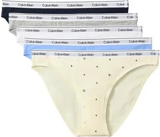 Calvin Klein Assorted 5-Pack Logo Bikinis in Shoreline/blue /g H/pear/W at Nordstrom, Size X-Large