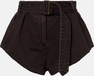 Magda Butrym Belted cotton canvas shorts