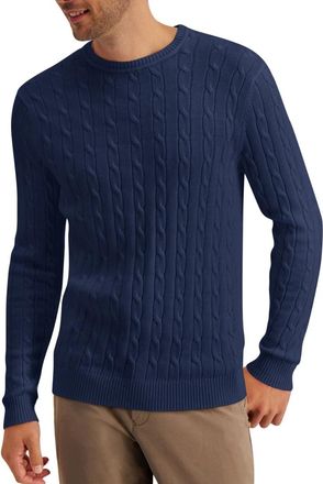 Club Room Sweater Mens Blue Cotton Crew Neck Long Sleeve Pullover UPS924