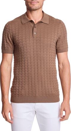 Paisley & Gray Trim Fit Zigzag Knit Polo in Maple Bacon at Nordstrom Rack, Size Xx-Large