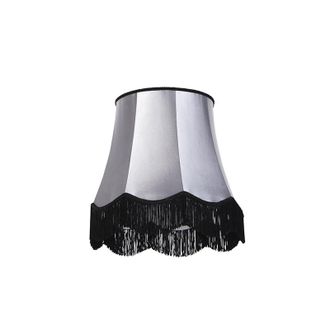 QAZQA Retro/vintage Seda Pantalla De L&aacute;mpara De Seda Negra Con Gris 45 Cm - Granny, - Qazqa