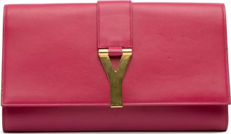 Saint Laurent Pre-owned Womens Leather Clutch Ysl Logo - Fuschia - One Size