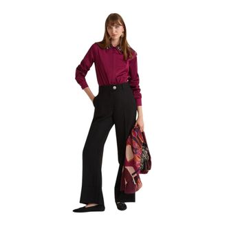 Maliparmi Wide Trousers, female, Black, Size: 2XL Tailored Wool Trousers