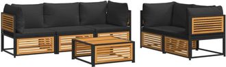 vidaXL Set De Sof&aacute;s De Jard&iacute;n Con Cojines 6 Pzas Madera Maciza Acacia Vidaxl