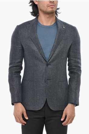 Corneliani CC COLLECTION Linen-Blend Blazer REFINED With Patch Pockets size 48