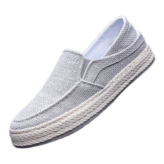 Generic Mens Casual Canvas Slip On Shoes with Thick Sole for Spring Autumn Comfortable Walking Footwear Grey