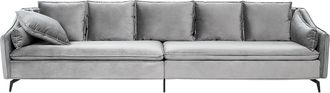 Beliani Sof&aacute; 4 Plazas De Terciopelo Gris Claro Cojines Glamour Moderno Sala De Estar Aure