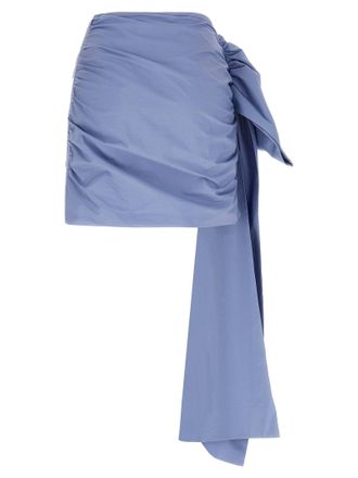 Self Portrait Tie-Side Cotton Skirt - Blue