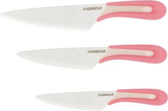 KASANOVA Set coltelli da 3 pezzi, con manico rosa