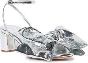 Loeffler Randall Carmen Leather Bow Sandal in Silver at Nordstrom Rack, Size 5