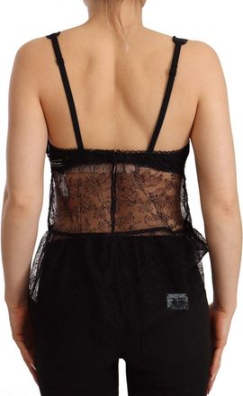 Dolce & Gabbana Womens Black Silk Lace Babydoll Nylon Lingerie Top