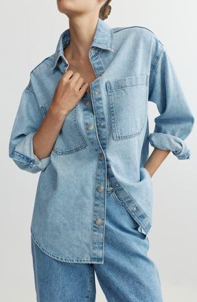 DL1961 Addison Snap Front Denim Overshirt in Light Rain at Nordstrom, Size X-Small