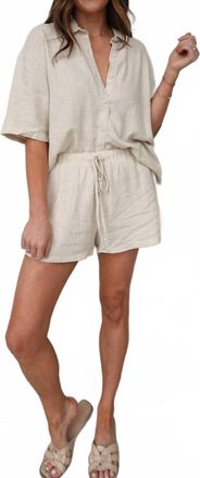 HYFVE Linen Button-Down Set In Oatmeal