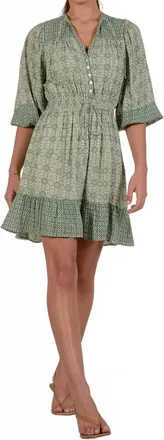 Elan Millie Boho Mini Dress In Green