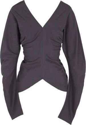 Cortana Kaz- top in loodgrijs zijde- - Dames - Blouses - Grijs - S - Overhemden