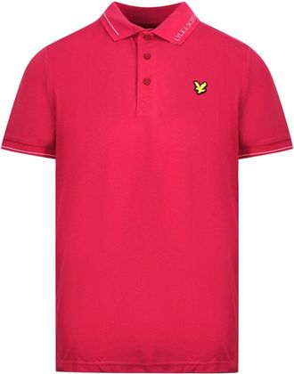 Lyle & Scott Mens Lyle & Scott Cranberry Branded Collar Polo Shirt - Red - Size: 36