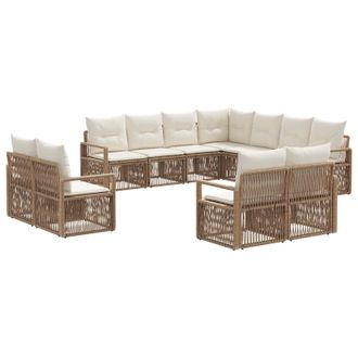 vidaXL Conjunto De Sof&aacute;s De Jard&iacute;n 11 Pcs Beige Rat&aacute;n Sint&eacute;tico Vidaxl