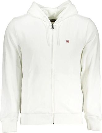 Napapijri Wit sweatshirt met capuchon en borduursel - Heren - Vesten met rits - Wit - S - Katoen - Hoodies & sweatvesten