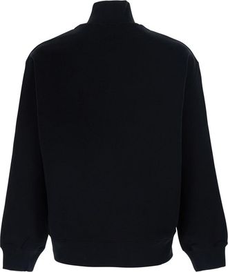 Maison Kitsun&eacute; Mens Sweatshirt Fox Head Comfort Half-Zip Black Cotton Sweatshirts Sweater