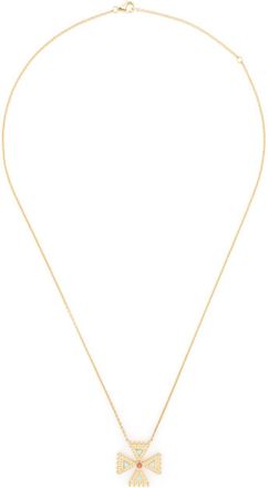 Harwell Godfrey 18K Yellow Gold Cross Diamond And Sapphire Pendant Necklace - Womens - 18kt Yellow Gold/Diamond/Orange Sapphire/Turquoise