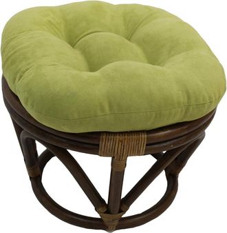International Caravan Inc Rattan Ottoman with Micro Suede Cushion