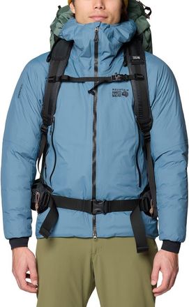 Mountain Hardwear Storm Whisperer 800-Fill Down Hooded Insulated Jacket in Adriatic Blue at Nordstrom, Size Xx-Large
