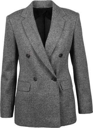 Max Mara Jassen, Dames, Grijs, L, Katoen, Bosh Double-Breasted Blazer