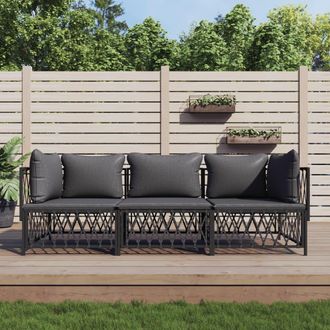 vidaXL Juego Muebles De Jard&iacute;n 3 Pzas Y Cojines Acero Gris Antracita Vidaxl