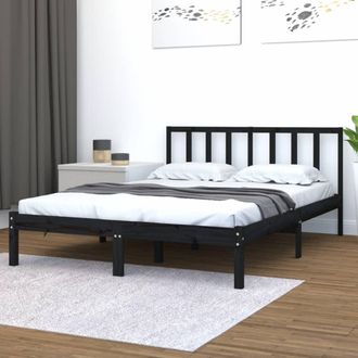 vidaXL Vidaxl - Estructura De Cama Madera Maciza De Pino Negra 150x200 Cm