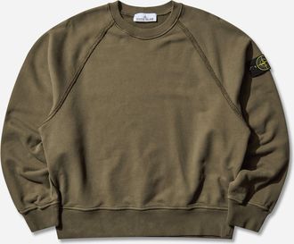 Stone Island Men s Garment Dyed Oversized Fit Crewneck Sweatshirt Green