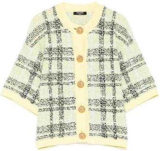 Balmain Check tweed cardigan