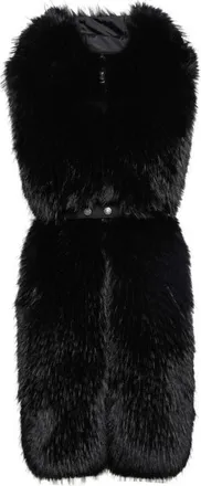 Moncler Textured Belted Faux Fur Bib in Black at Nordstrom