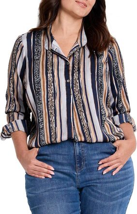 Nic+Zoe NIC+ZOE Plus Animal Stripe Shirt