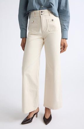 Veronica Beard Taylor Wide Leg Jeans in Ecru at Nordstrom, Size 28