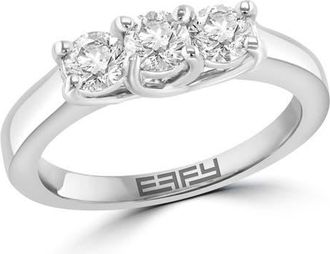 Effy 14K White Gold Diamond Three-Stone Past, Present, & Future Ring in 14K Gold at Nordstrom, Size 7