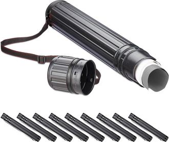 Relaxdays Relaxdays - 10x Poster Tube, up to A0, for Drawings & Charts, Document Storage, Extendable, 64-107 cm, Art Holder Case, Black