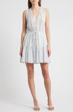 Rails Albany Stripe Tiered Linen Blend Minidress in Antibes Stripe at Nordstrom Rack, Size Xx-Large