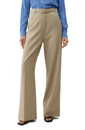 LilySilk Silk Wool High-Waisted Wide-Leg Pant in Almond at Nordstrom, Size 4