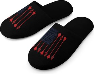 Generic Bow Hunting American Flag Warm Mens Slippers Slip On Soft Fleece House Shoes Winter Indoor Outdoor
