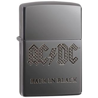 Zippo Accendino da tempesta - design ac/dc con incisione - Armor Black Ice Finsih - Ricaricabile - Riutilizzabile - Design antivento - Confezione regalo