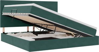 vidaXL Cama Con Almacenamiento Y Colch&oacute;n Verde Oscuro 200 X 200 Cm Vidaxl