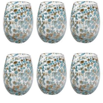 Tag Aqua Blue Confetti Glass Stemless Drinkware Set of 6 at Nordstrom