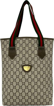 Gucci Brown Green Red Color Pvc Leather Tote Bag (Pre-Owned)