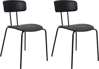 Beliani Set di 2 sedie da pranzo Nero Design senza braccioli Seduta in plastica Gambe in metallo Nero Sibley