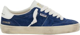 Golden Goose soul-star Blue Low Top Sneakers With Metallic Heel Tab In Suede Man