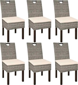 vidaXL Vidaxl - Sillas De Comedor 6 Unidades Rat&aacute;n Kubu Madera De Mango