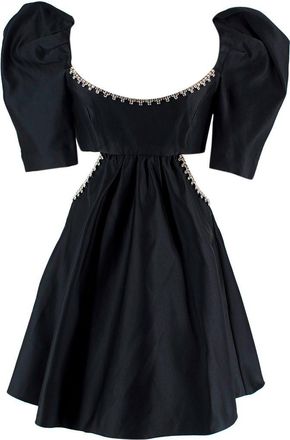 Area Puff-Sleeved Cut-Out Embellished Flared Mini Dress Size XS